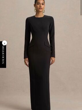 Club L London | Dresses | Black Velvet Bodycon Split Maxi Dress With Sheer  Sleeves Size 4 | Poshmark